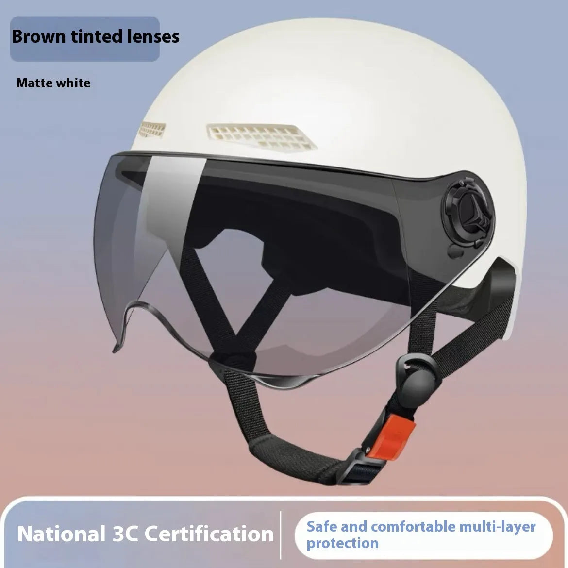 3C certified full-face electric motorcycle helmet with sun visor in light pink colour