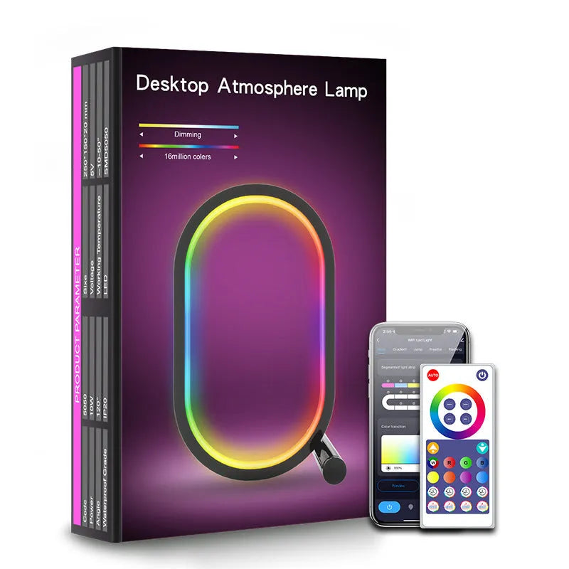 Smart RGB Ambience Light in black finish with USB cable and app control via smartphone