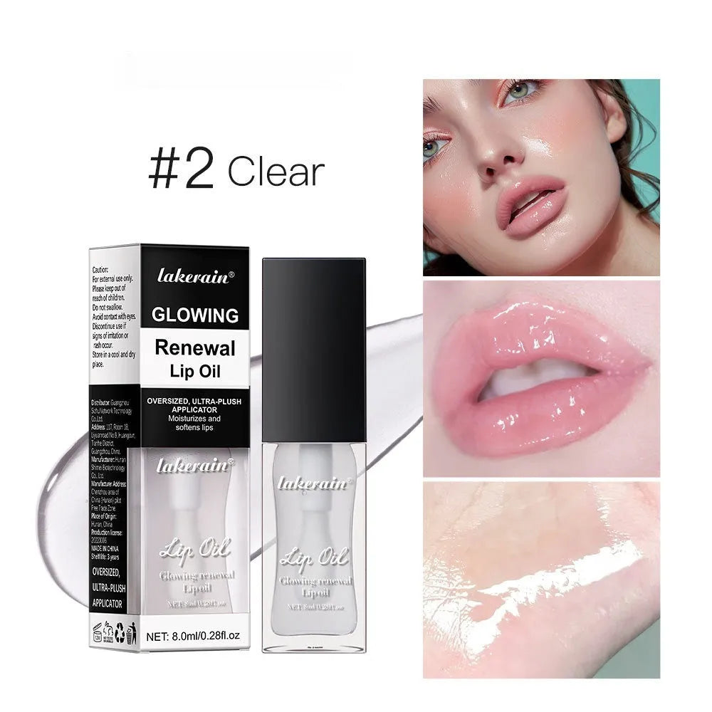 Glow Lip Gloss tube in one of seven shades: coral, clear, honey, jam, pink, red, or rose.