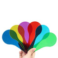 Set of six coloured PVC learning boards for kids: red, yellow, blue, green, orange, purple.