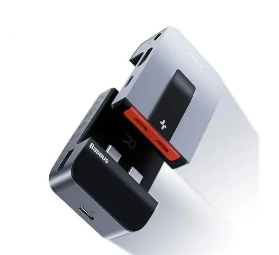 Aluminium alloy space grey bracket-type multifunctional HUB hub with USB3.0, HDMI, RJ45, Type-C ports