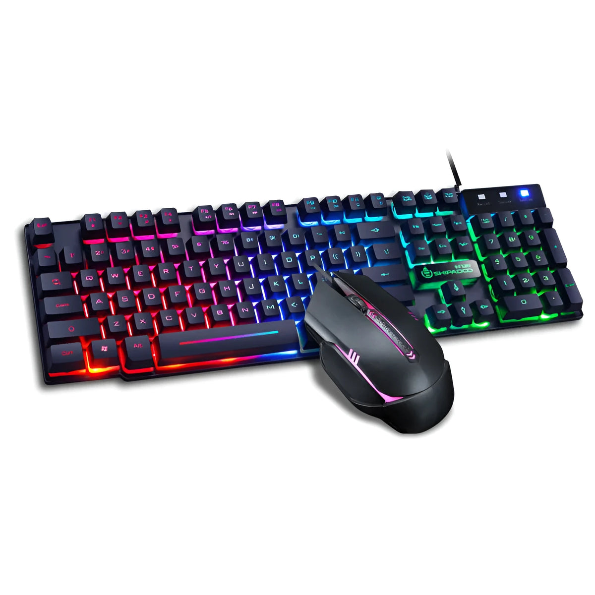 Notebook wired gaming keyboard and mouse set with 1000dpi optical mouse, 1.35m cable, black colour