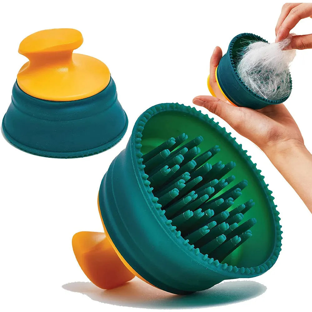 Green pet double-sided knotted silicone hair remover brush for dogs and cats, 8x9.5x9.5cm