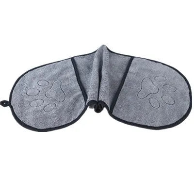 Blue pet paw cleaning cup with silicone brush for small dogs and cats on white background