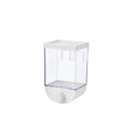 White wall-mounted transparent kitchen food storage container with dispenser lid for cereal and dry goods