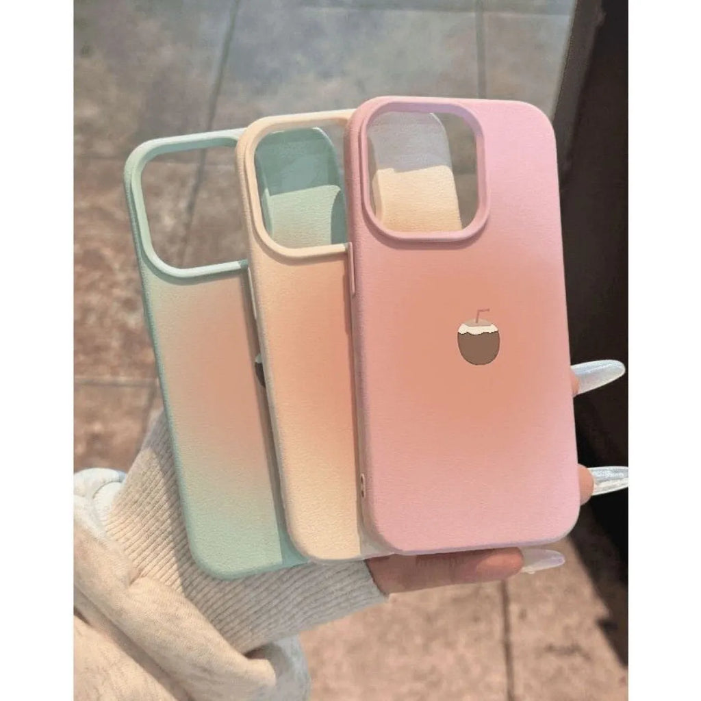 TPU protective phone case for Apple iPhone with lychee pattern in white and brown, drop protection