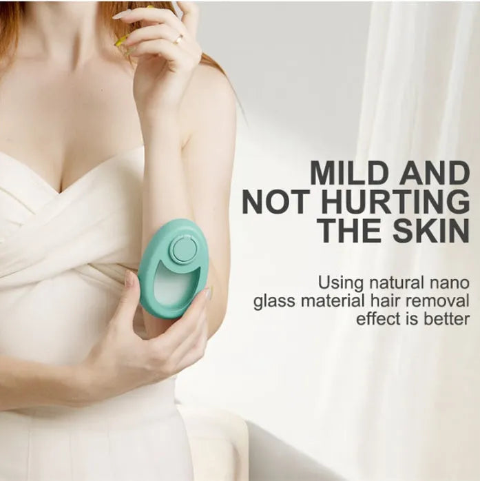 CJEER crystal hair removal device with nano-glass surface and metal finger ring in green colour