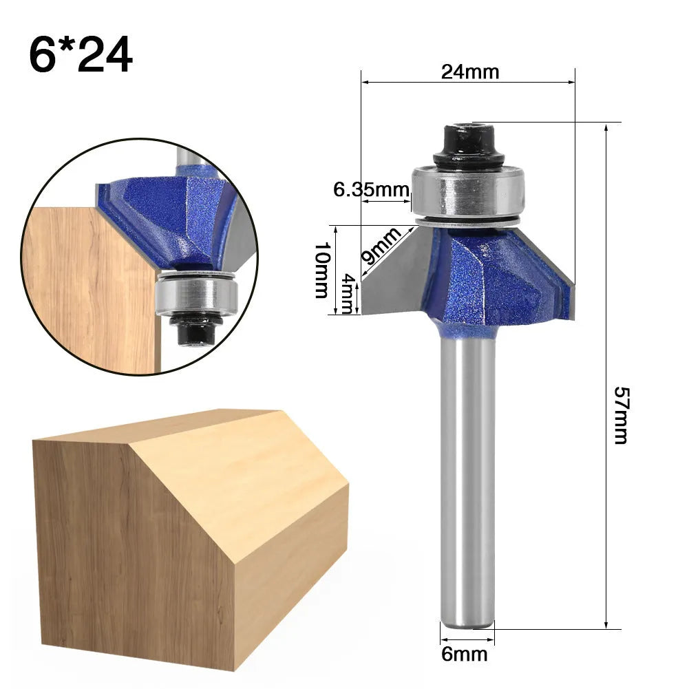 Hard alloy end mill woodworking cutter with 13mm blade and 6.35mm shank