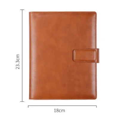 A5 leather notebook with 6-hole binder clip in black, blue, brown, grey or red colours