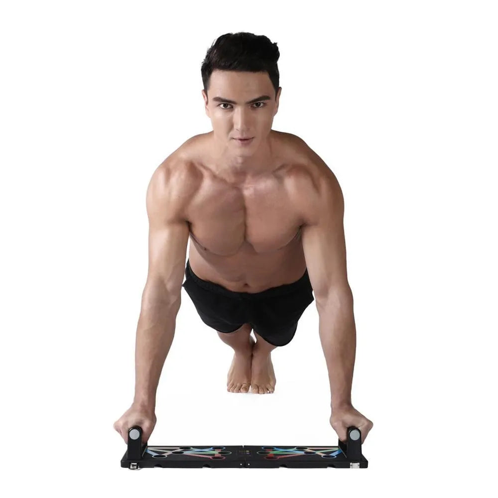 Black ABS POM push-up stand with two armrests and a 300 x 180 x 36 mm support board.