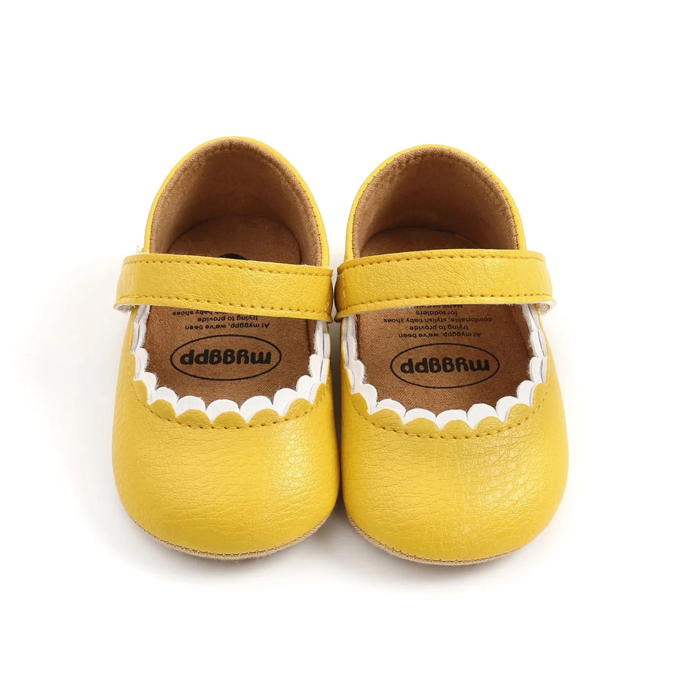 White baby princess toddler shoes with velcro strap closure, low tube design