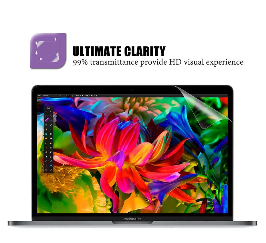 Matte screen protector film for 13-inch MacBook Pro laptop with anti-glare and scratch-resistant coating.