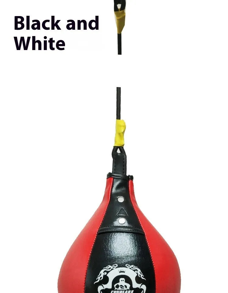 Black and red diamond pattern PU boxing speed ball with inflator and needle for Muay Thai training