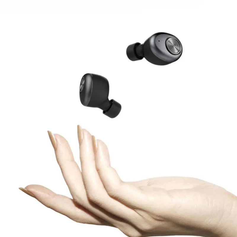Black wireless Bluetooth headset for hands-free calls with professional design