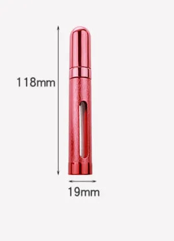 12ml aluminium travel perfume bottle with glass liner in silver finish, showing slim 115mm design.