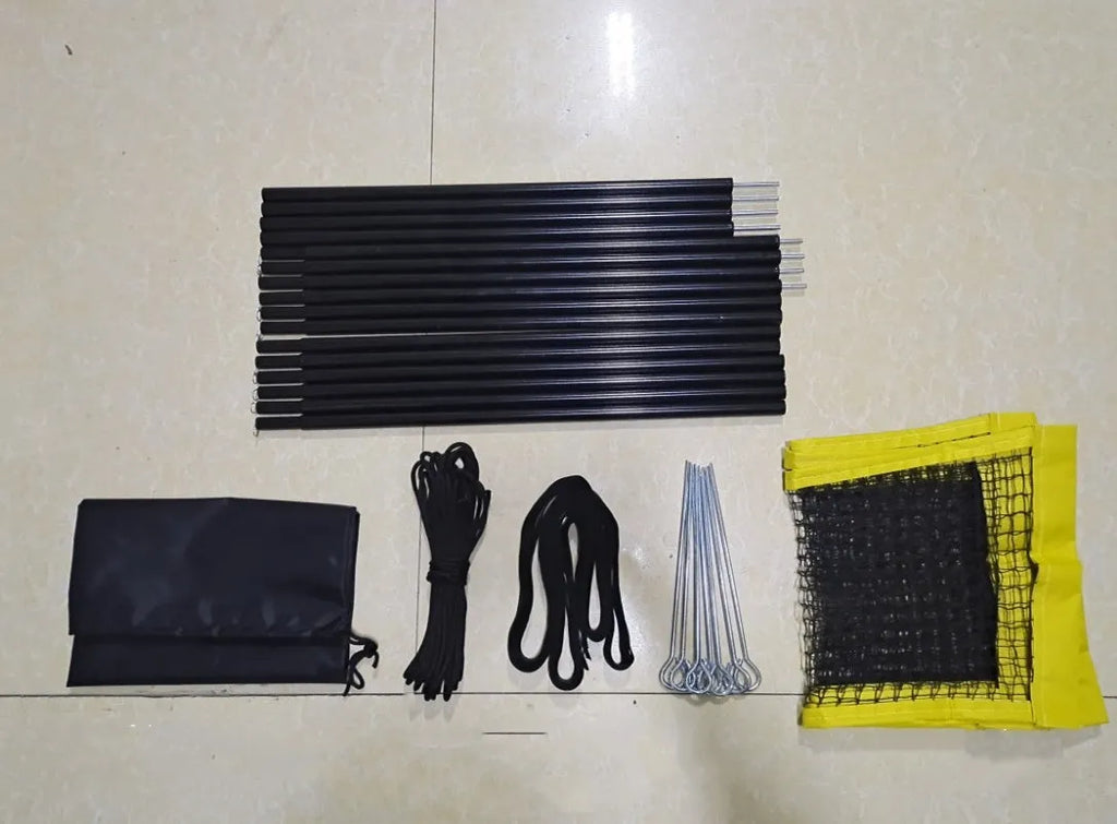 Black PE four sides standard volleyball net with rope and canvas hemming
