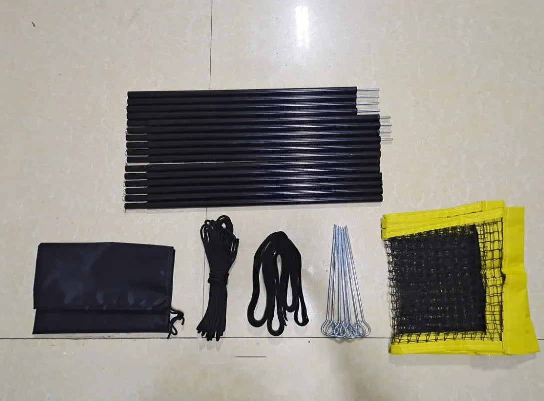 Black PE four sides standard volleyball net with rope and canvas hemming