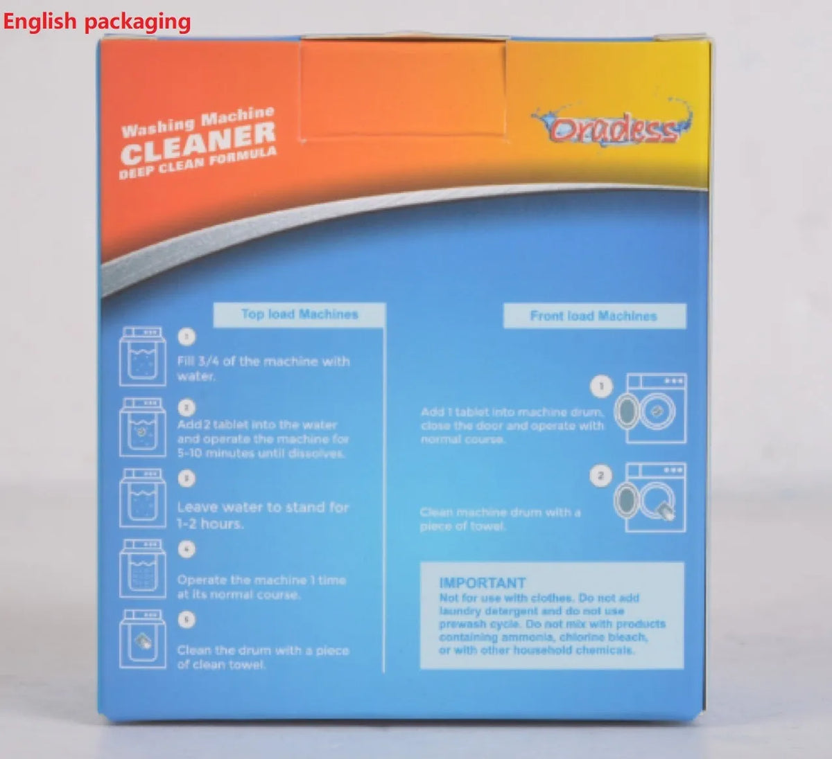 Washing machine tub bomb cleaner tablet 15g blue and white with active oxygen decontamination
