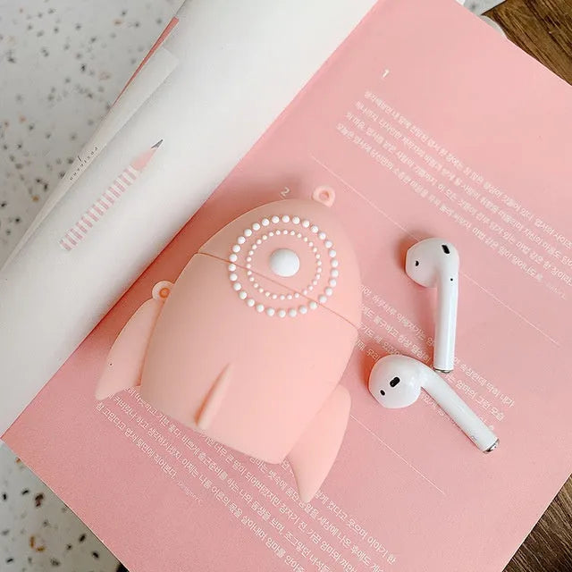 Black and pink silicone protective case covers for Apple AirPods 1 and 2 charging cases