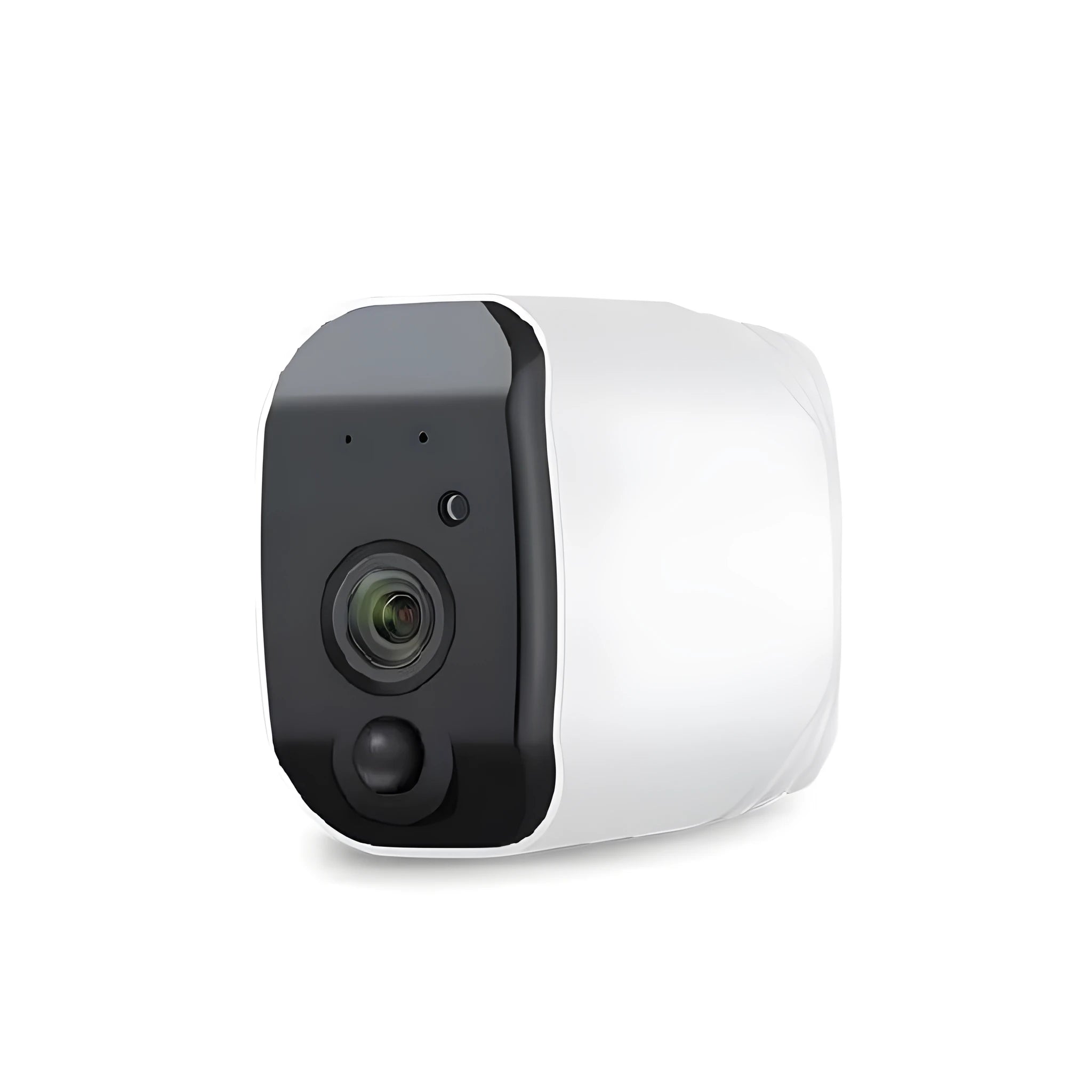 Solar powered wireless surveillance camera with 1080P lens and PIR motion sensor mounted outdoors