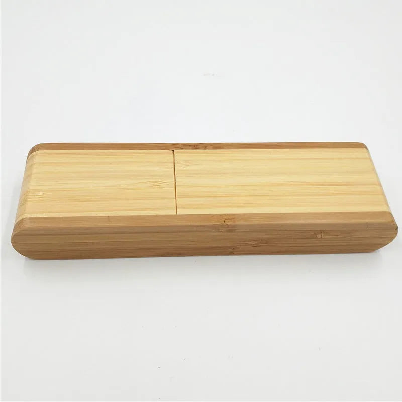 Bamboo ballpoint pen set with pen case, folded single cartoon design, true colour, grinding process