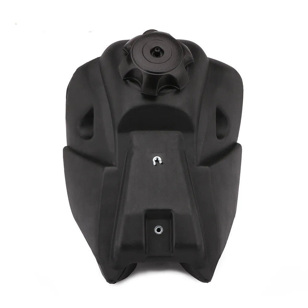 Black plastic off road motorcycle oil tank for KLX110 Tiandi version measuring 240x330x200mm