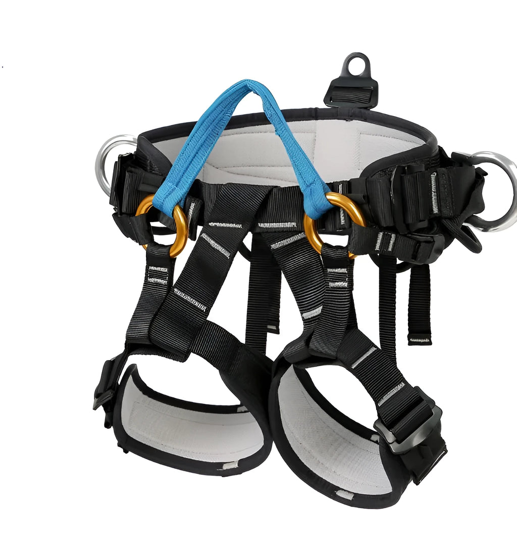 Black polyester camping hiking bust belt half body seat belt with adjustable waist and thigh straps