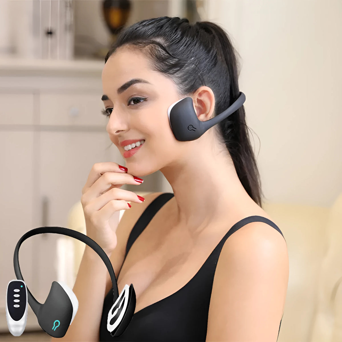 Micro current facial facelift device in Black and Pink, with compact size, for skin tightening and lifting massage