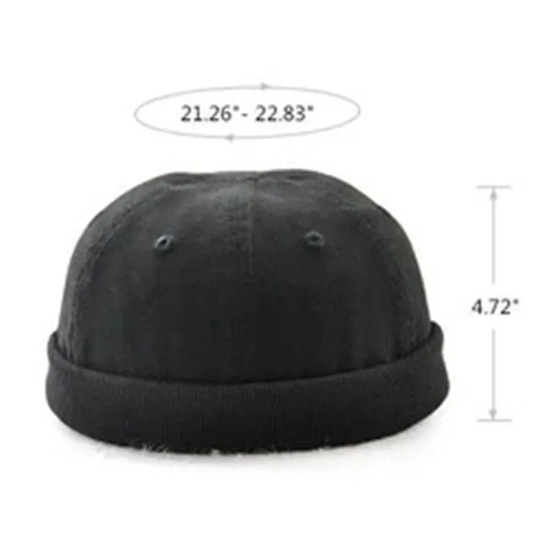 Cotton brimless skullcap sailor cap in Army Green with 12cm depth and 54-58cm circumference for men and women.