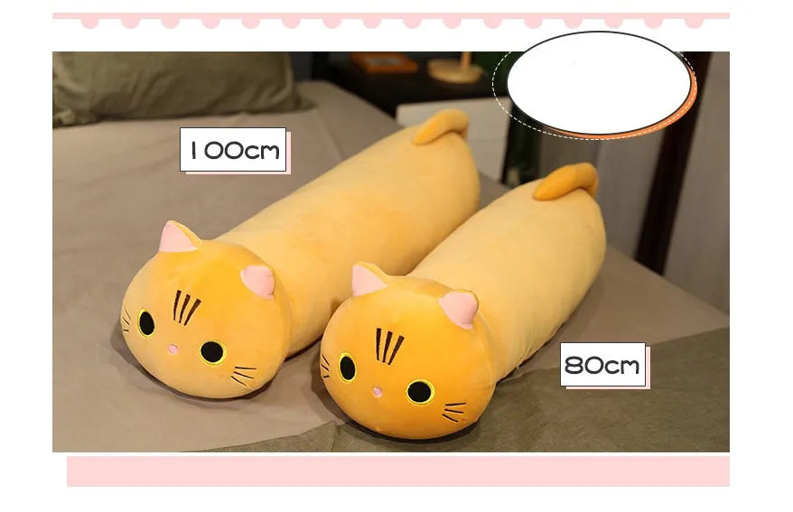 Large soft cartoon cat plush toy stuffed doll in multiple colours and sizes