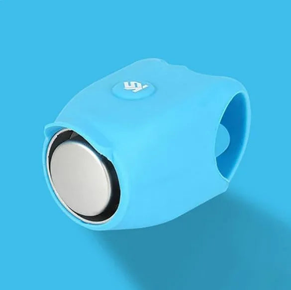 Bike electronic bell with 120dB loud horn, silicone body, IPX4 waterproof, six sound modes, in violet.