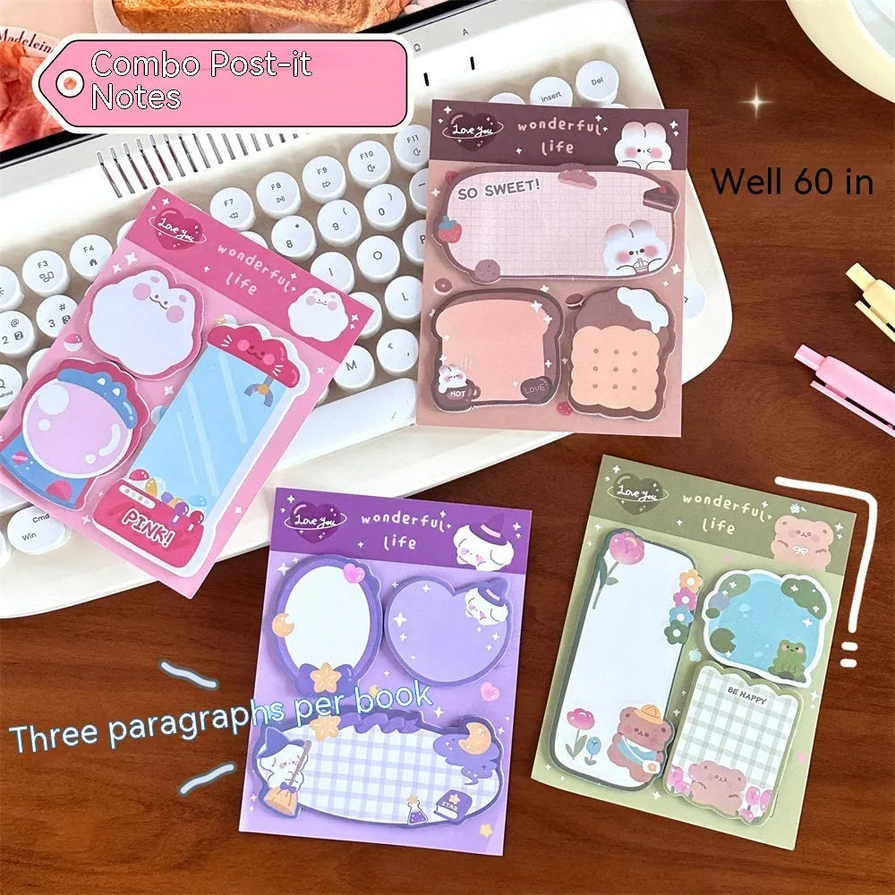 Cartoon combination sticky notes 60 pages special-shaped stickers 10x13cm paper notepad