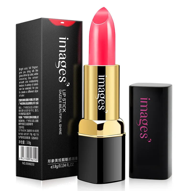 Moisturising lipstick tube in one of ten colours, including coral red and babie pink, 3.8g net weight.