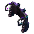 Black multi-function gamepad controller for mobile phones with metal trigger and integrated phone holder