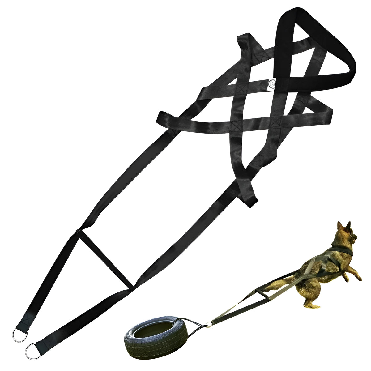 Black cotton dog training lead, 110cm total length, traction belt style for training and walks