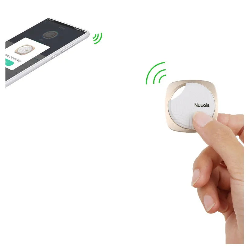Bluetooth tracker key finder in aluminium alloy and polycarbonate, 40x40x7.9mm, 85-90dB ringer, black colour