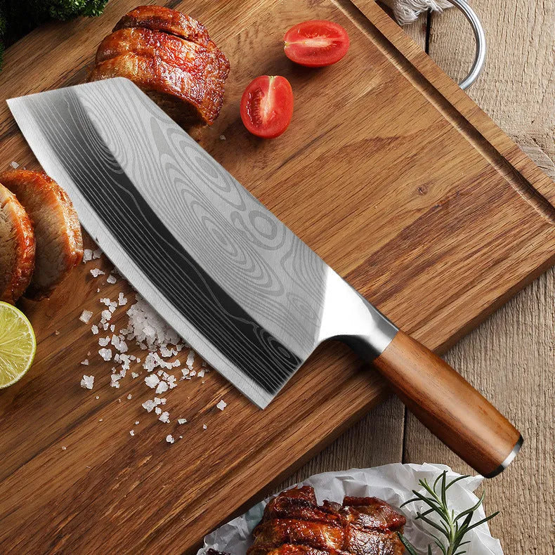 320mm stainless steel kitchen knife with 40cr13 steel blade and dual-forged construction