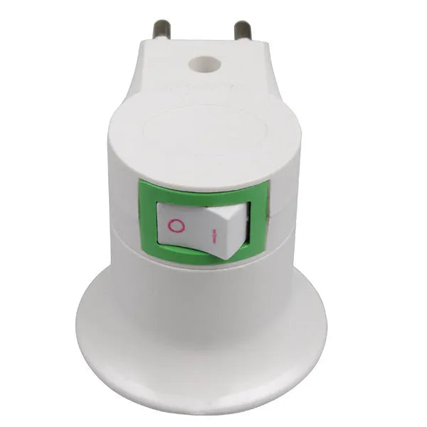 White wall plug-in E27 lamp holder with switch, bakelite construction with aluminium-plated copper lamp ring