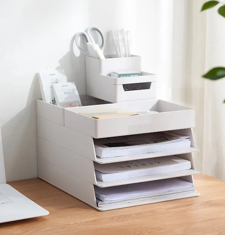 White PP A4 paper document case, medium size for A4 paper, with drawer style option