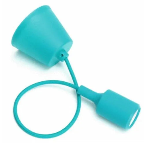 Colourful silicon ceiling pendant lamp holder with E27 socket and 50cm black wire