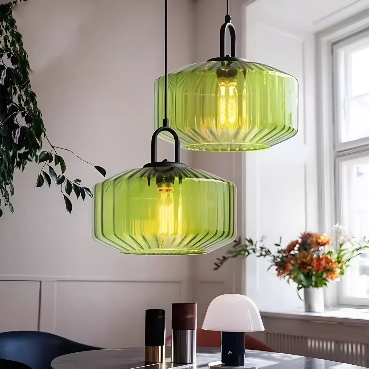 High grade stained glass chandelier modern simplicity amber warm light ceiling fixture