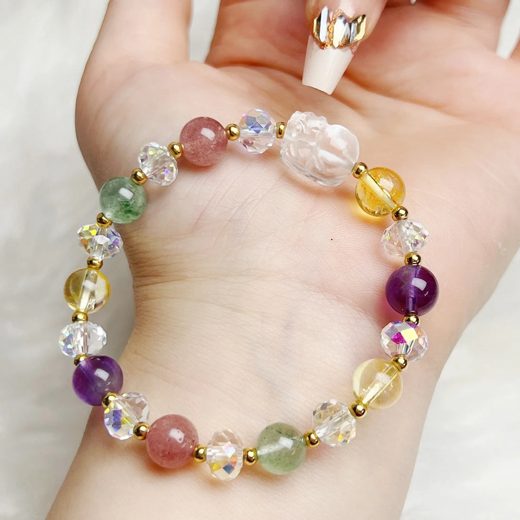 Handmade Phoenix Nine Tail Fox crystal bracelet with colourful stones and adjustable design