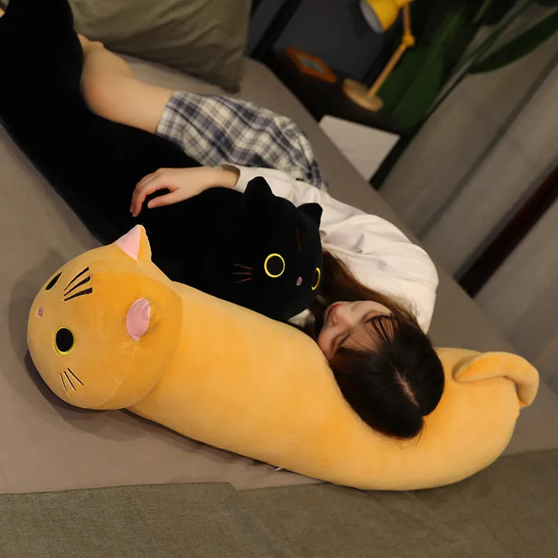 Large soft cartoon cat plush toy stuffed doll in multiple colours and sizes