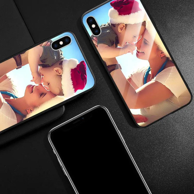 Custom patterned ultra-thin protective case for Apple iPhone models with raised camera and screen edges.