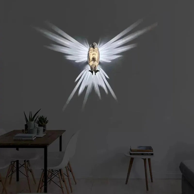 3D printed eagle animal wall lamp projecting decorative silhouette shadows