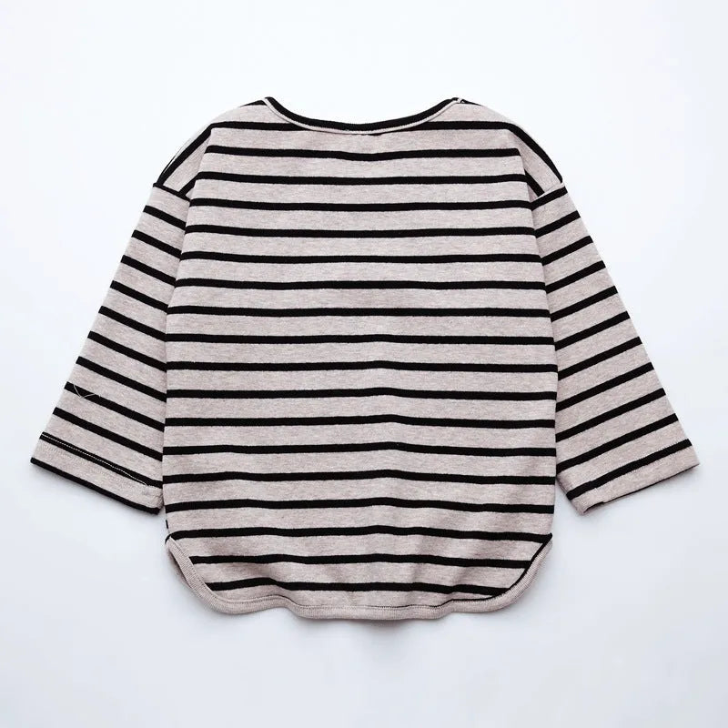 Baby girls striped cotton long sleeve t-shirt in sizes 80 to 104 for autumn and spring