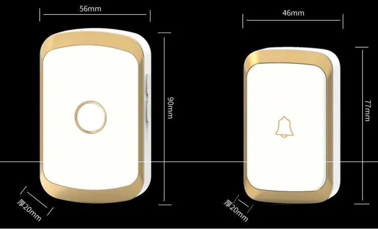 Wireless doorbell kit with plug-in receiver and push button, showing white and black colour options.