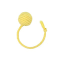Cat toy ball with rope handle in green, pink, purple or yellow colours with internal bell