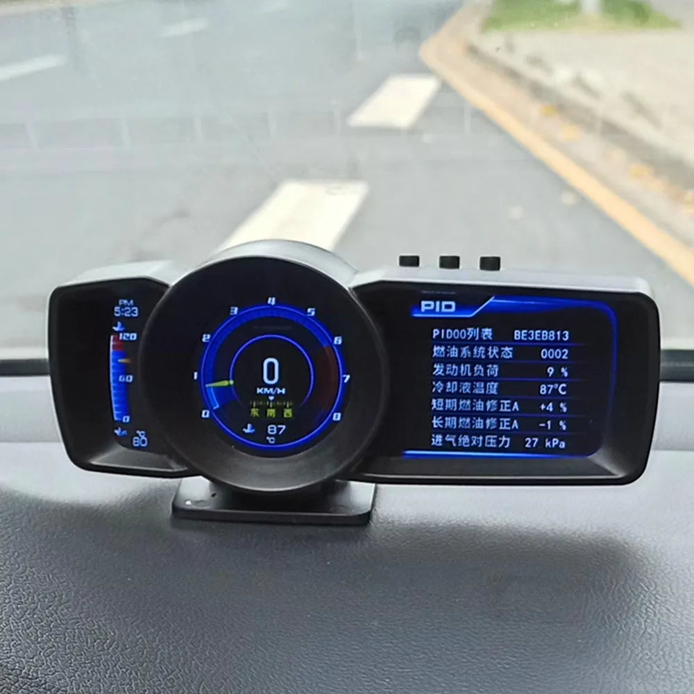 A600 OBDII driving monitor computer with TFT screen showing GPS navigation and vehicle diagnostics display