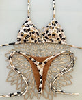 Women's printed bikini swimsuit in quick-drying nylon with cotton lining